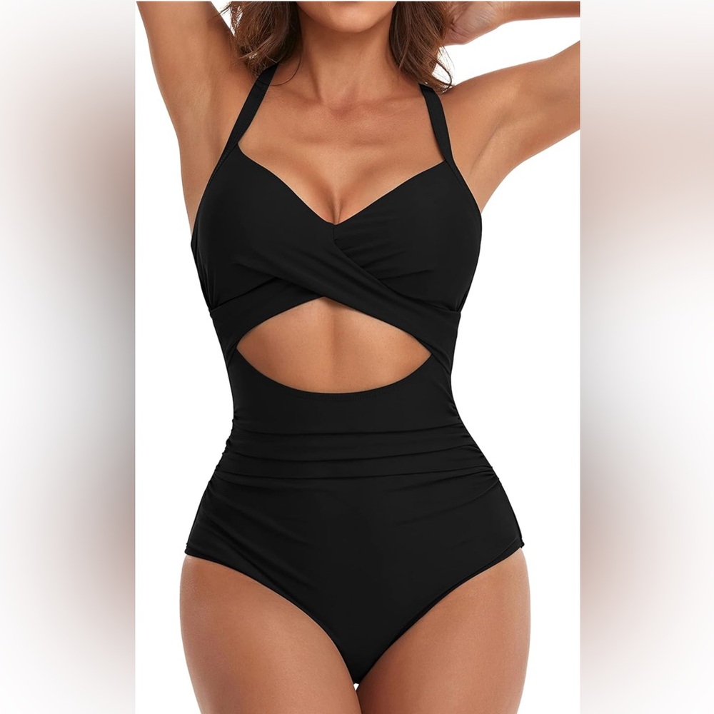 NWT Eomenie One Piece Swimsuits Tummy Control Cutout High Waisted, Size 18W & L